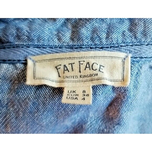 Fat Face UK Linen Blend Shirt Maxi Dress Blue Chambray Size 4 Button Front T40 - Picture 6 of 9